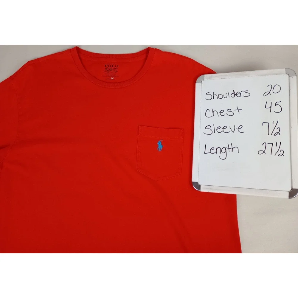 Polo Ralph Lauren Mens M Red Chest Pocket Blue Pony Logo Short Sleeve Tshirt